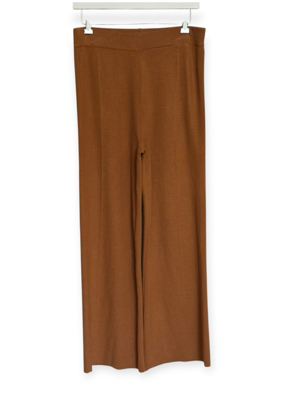 Calligraphie Women's High Rise Wide-Leg Knit Pants in Brown Size Large